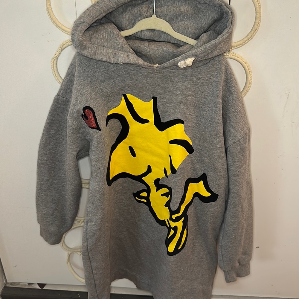 Zara x Peanuts Grey hooded tunic sweatshirt